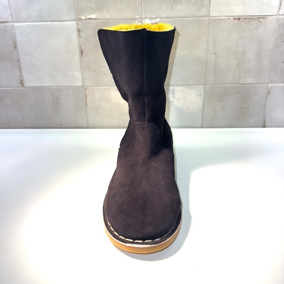 Mini Boden Suede Leather Navy Boots Stripe Soft Fur Lining Gum Sole 39 NWOB - Picture 2 of 9